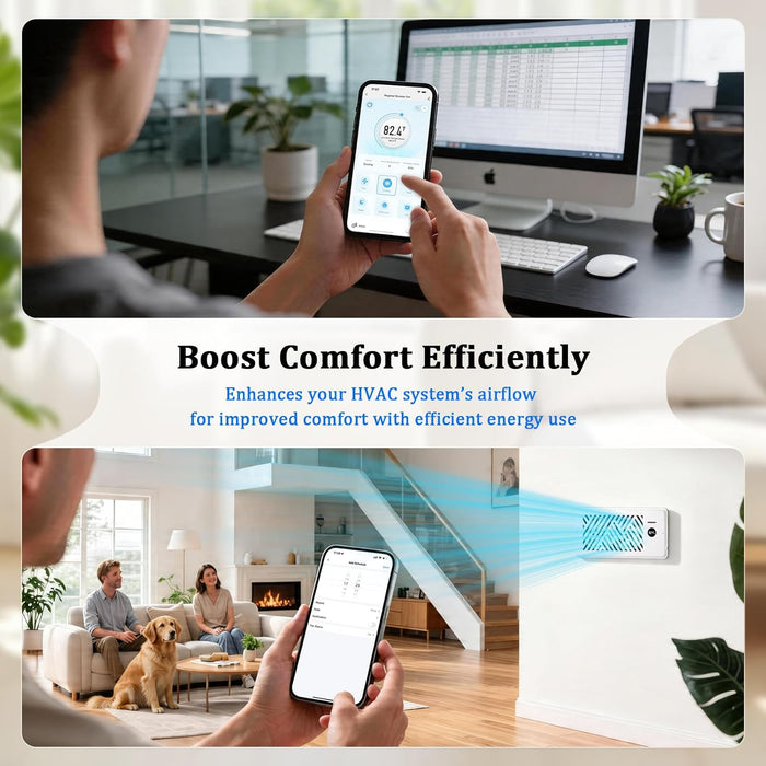 Smart Register Booster Fan 4"x10" APP Remote Control Works with Alexa & Google Assistant