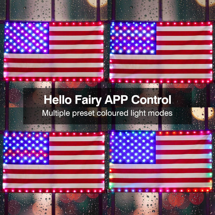 2026 New RGB American Flag Lights 3ft x 5ft 82LED Light up American Flag One Sided