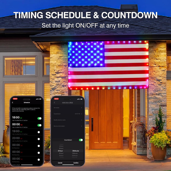 2026 New RGB American Flag Lights 3ft x 5ft 82LED Light up American Flag One Sided