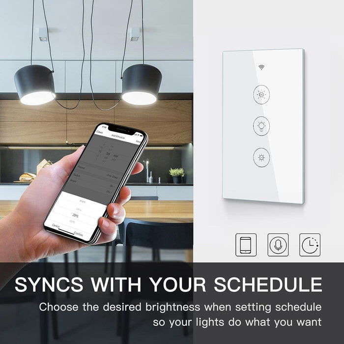 Single-pole Smart Light Dimmer Switch Touch Glass - US Version