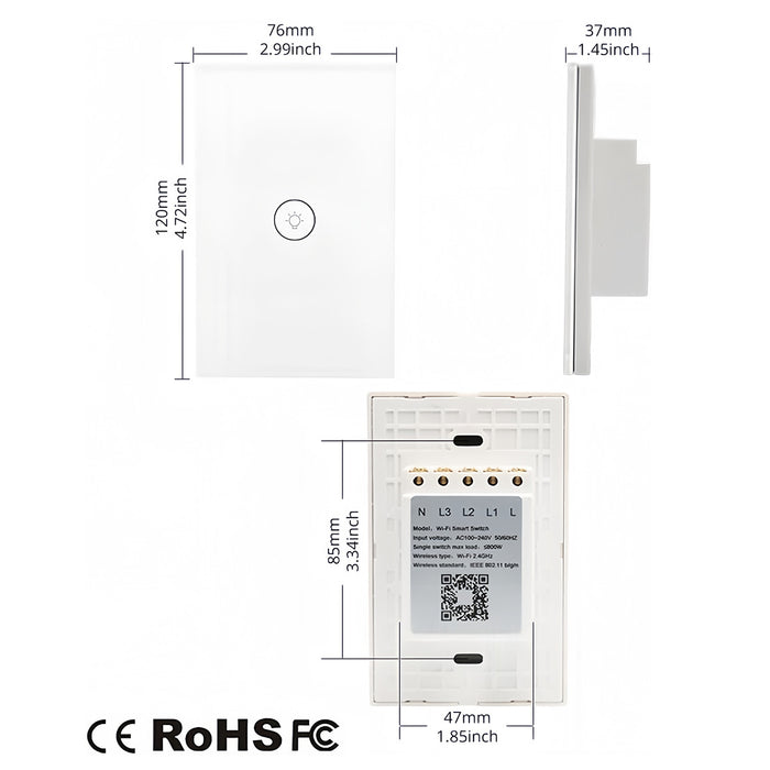 Smart WiFi Touch Switch 1 Gang - US Version