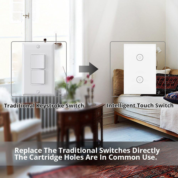 Smart WiFi Touch Switch 2 Gang - US Version