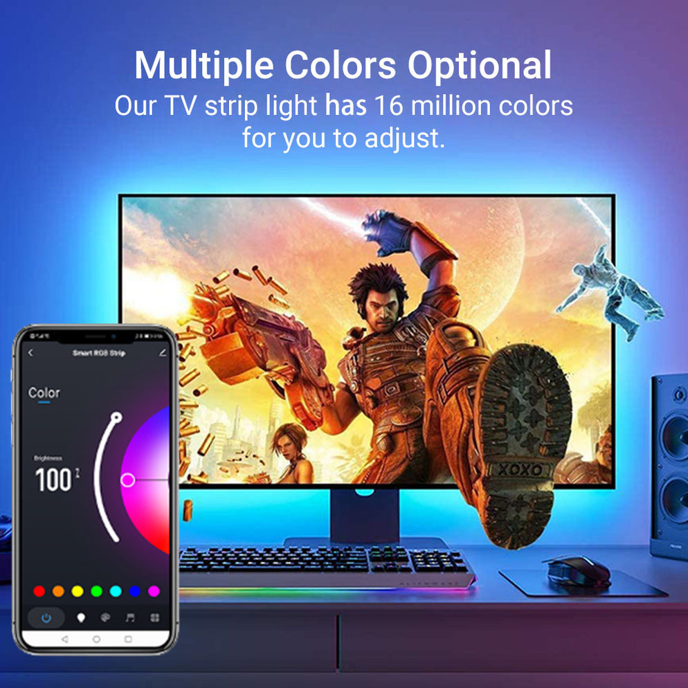 Smart TV LED Backlighting Strip with Remote 3M/9.8Ft works with Alexa ...