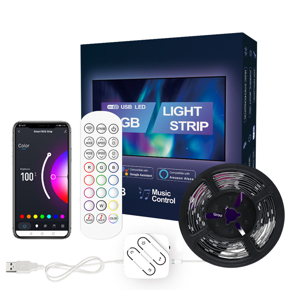 Smart TV LED Backlighting Strip with Remote 3M/9.8Ft works with Alexa/Google Assistant