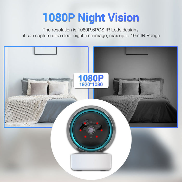 Security Camera 1080P with Night Vision Pan/Tilt Motion Detection 2-Way Audio