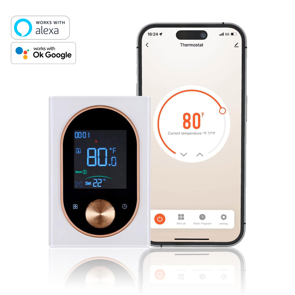 Smart Knob Thermostat WiFi Enabled Programmable Temperature Control Fo ...