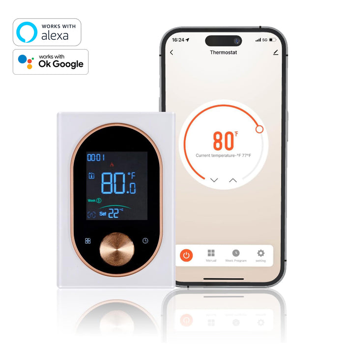 Smart Knob Thermostat WiFi Enabled Programmable Temperature Control For Electric/Water Heating/Gas Boiler
