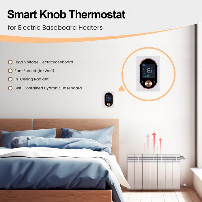 Smart Knob Thermostat WiFi Enabled Programmable Temperature Control For Electric/Water Heating/Gas Boiler