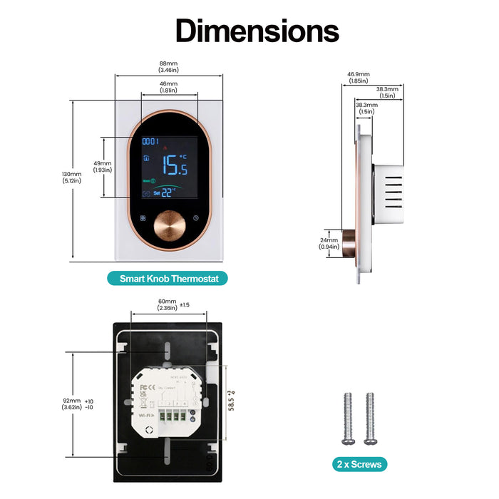 Smart Knob Thermostat WiFi Enabled Programmable Temperature Control For Electric/Water Heating/Gas Boiler