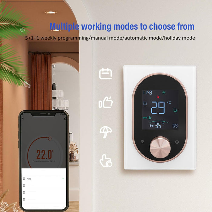 Smart Knob Thermostat WiFi Enabled Programmable Temperature Control For Electric/Water Heating/Gas Boiler