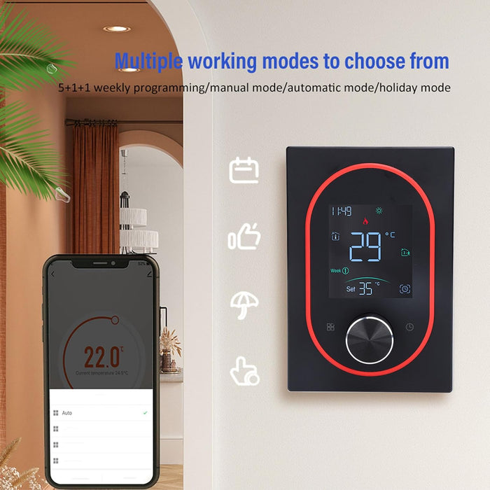 Smart Knob Thermostat WiFi Enabled Programmable Temperature Control For Electric/Water Heating/Gas Boiler