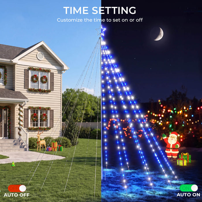 12FT 488LEDs Outdoor Smart Christmas Tree Waterfall Lights with Pole DIY Color Changing App-controlled