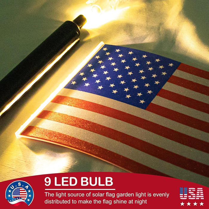 Solar Outdoor American Flag Lights with Five-Star Decoration 4-Pack