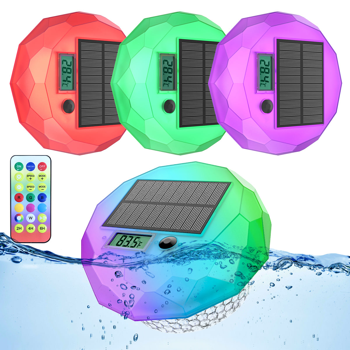 Solar Powered Floating Digital Pool Thermometer RGB Lights — AvatarControls