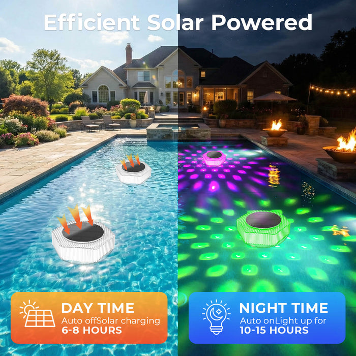 4.5 inch Solar Powered Floating Pool Lights RGB Dynamic Lighting Effects
