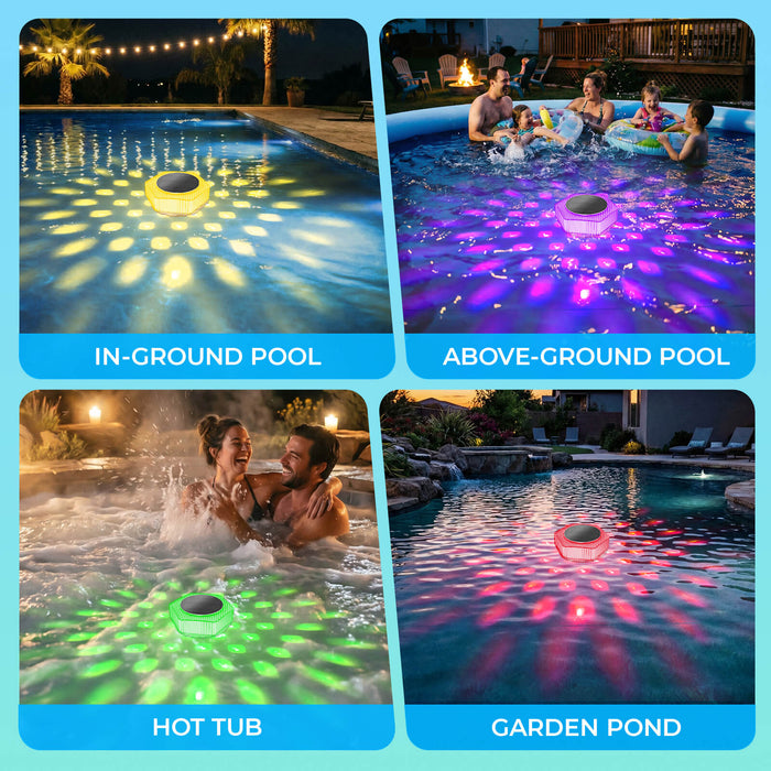 4.5 inch Solar Powered Floating Pool Lights RGB Dynamic Lighting Effects