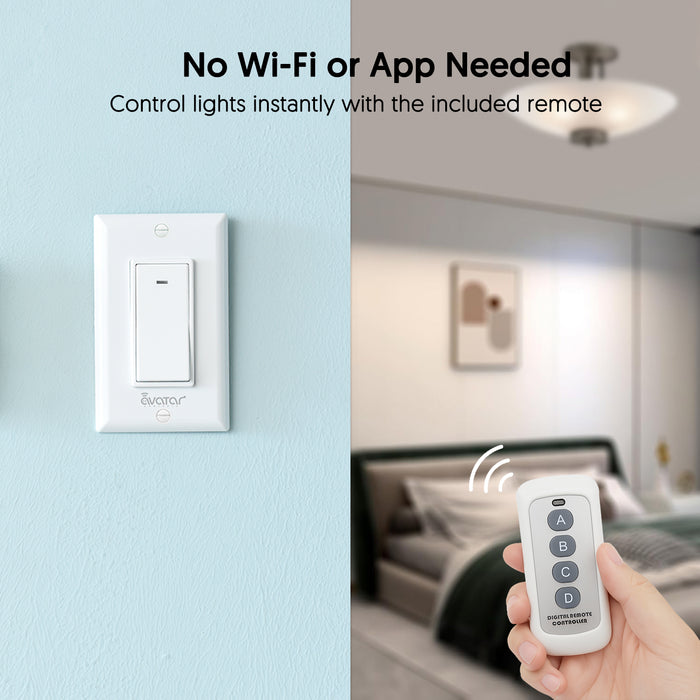 In-wall Single Pole Light Switch Remote Kit No Wi-Fi or App Needed 2-Pack
