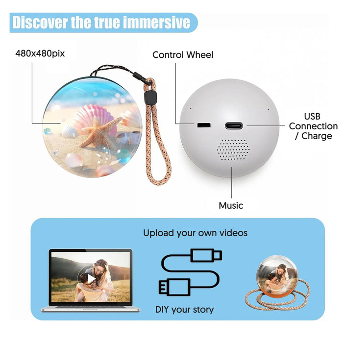 Crystal Ball Digital Photo Album-DIY Video Player 3D Ultrasound Crystal Ball