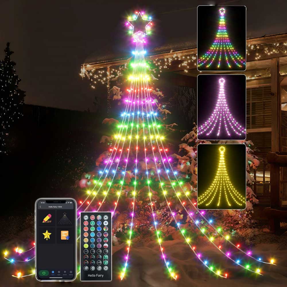 Waterfall Christmas Decorations Star String Lights (F5 LED