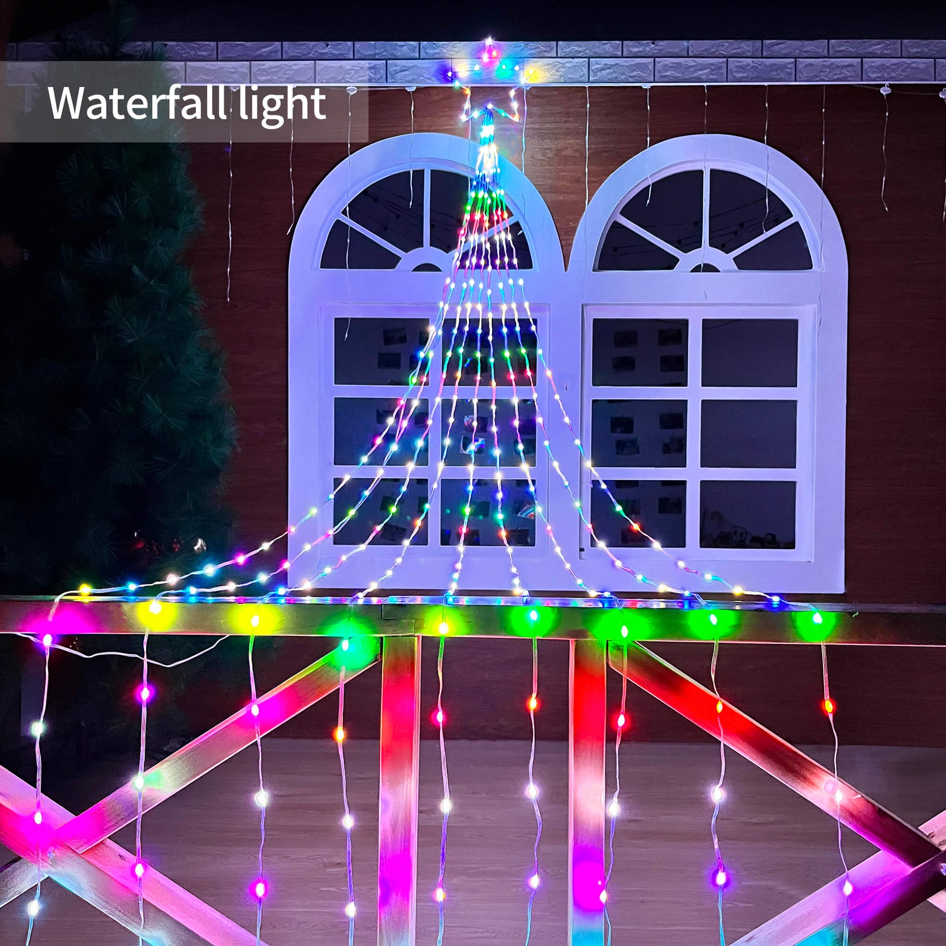 Outdoor Christmas Decorations Smart, 344LED 11.8FT DIY Modes Dynamic Color  Changing APP Remote Control Waterfall Christmas Tree Lights, Topper Star