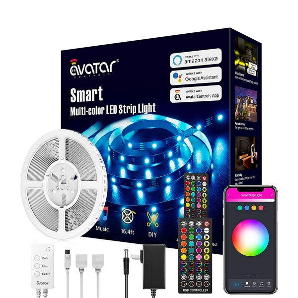 16.4FT/5M Smart LED Strip Lights WiFi Flexible APP Remote Control Work ...