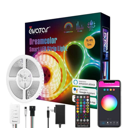 Dream-Color Smart LED Light Strip Waterproof with IR Remote