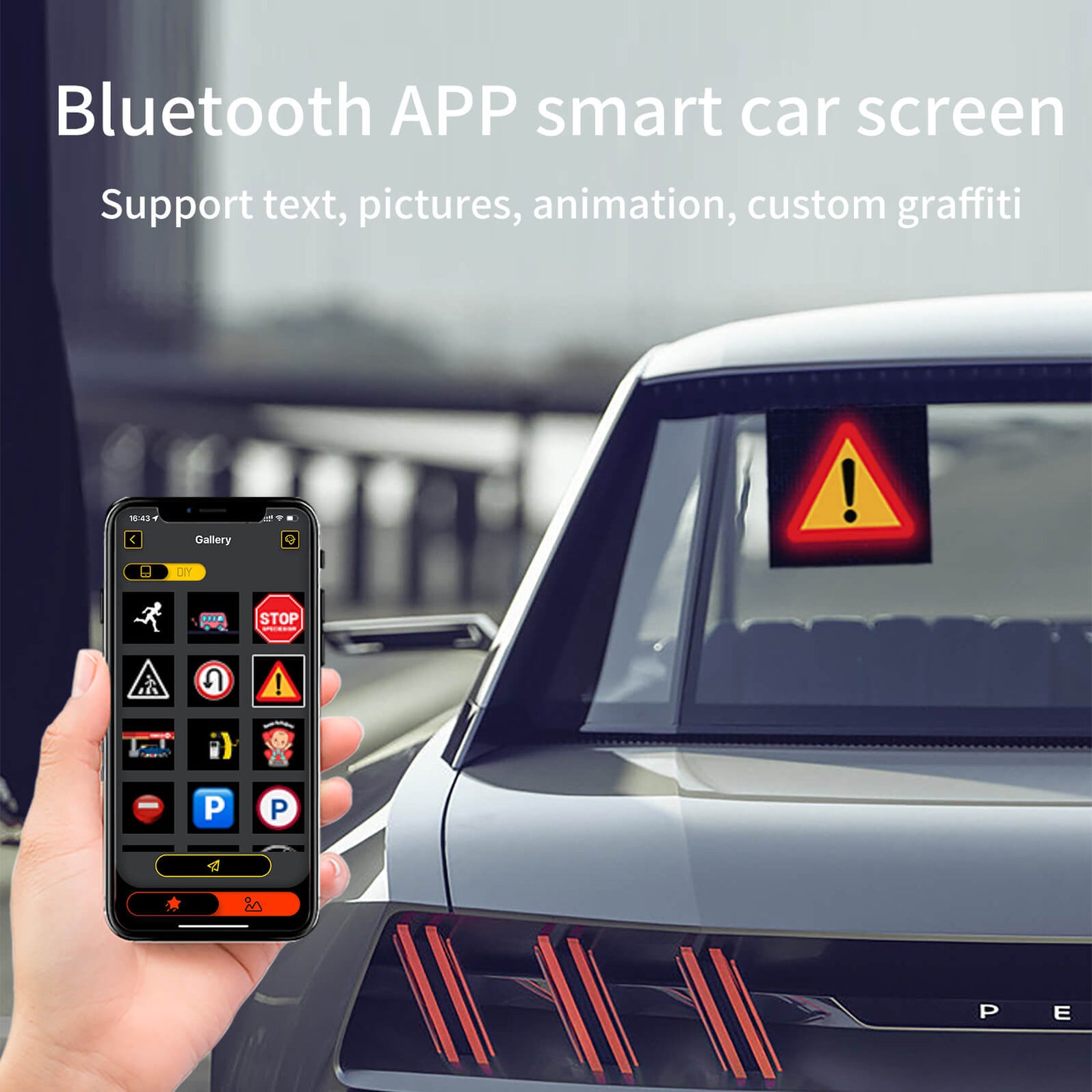 Car LED Display Screen Pixel Art Digital Frame Interactive Bluetooth A ...