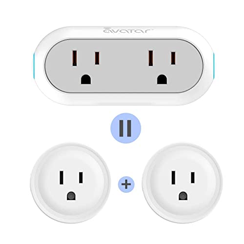 Avatar Controls Smart Outlet WiFi Plug, Dual 2 in 1 Electrical Socket  Compatible with Alexa/Google Assistant/IFTTT, Energy Monitoring, APP Remote  Control Timer/ON/OFF Switch, ETL FCC Listed