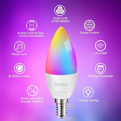 E12 Smart WiFi Bulb RGBCW 5W