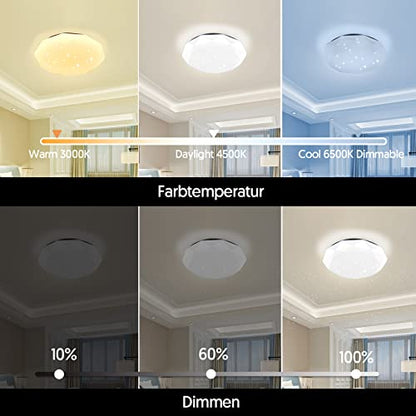 Smart LED Ceiling Lights with Remote RGBCW 36W