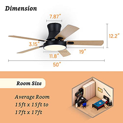 Smart Ceiling Fan with Lamp 50 inch