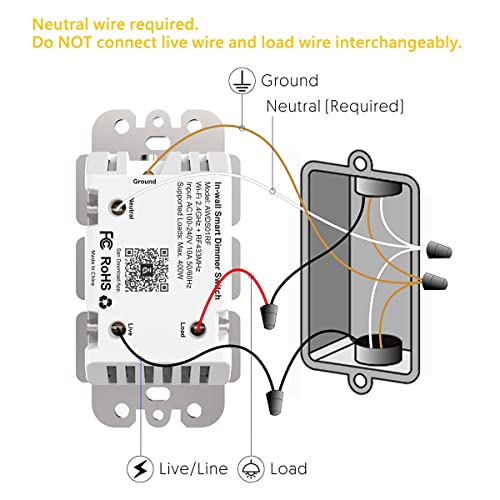 Smart Dimmer Switch with Remote Neutral Required (US Version)