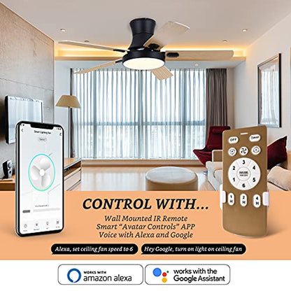 Smart Ceiling Fan with Lamp 50 inch