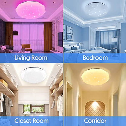 Smart LED Ceiling Lights with Remote RGBCW 36W