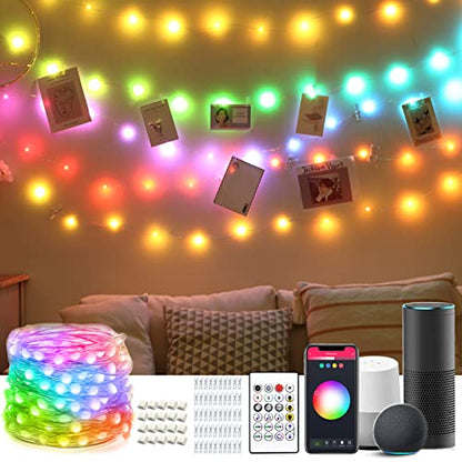 Smart Photo Clip LED Fairy Lights RGBIC Music Sync 33ft 50 Clips