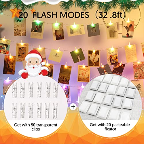 Smart Photo Clip LED Fairy Lights RGBIC Music Sync 33ft 50 Clips