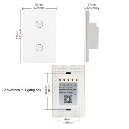 Smart WiFi Touch Switch 2 Gang - US Version