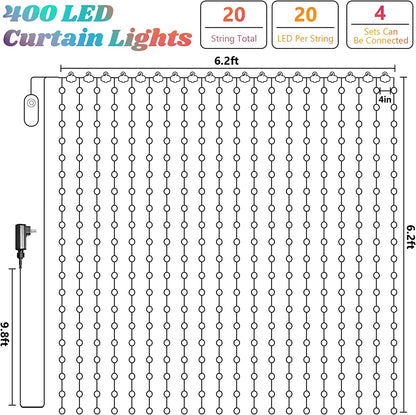 Smart Curtain Lights String with 400 RGB LEDs DIY Your Effects