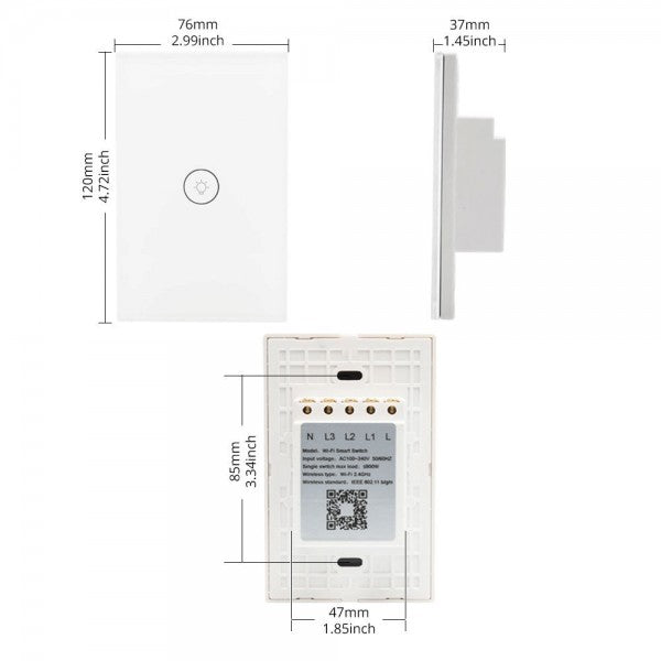 Smart WiFi Touch Switch 1 Gang - US Version