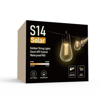 Smart Outdoor String Lights Solar Powered S14/45FT